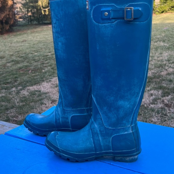 EUC Hunter Tall Turquoise Rain Boot Size 7 - Picture 3 of 8
